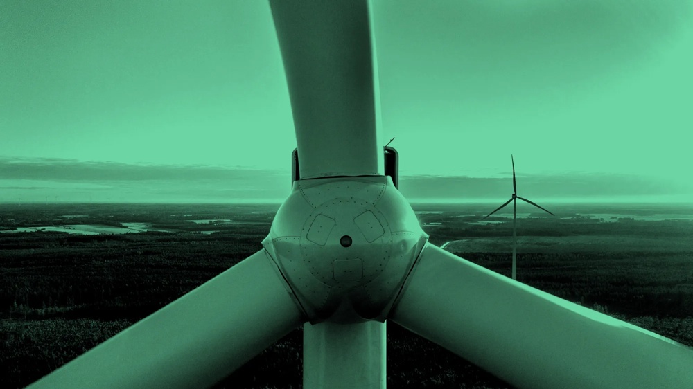 Close-up of a wind turbine in Shading style.