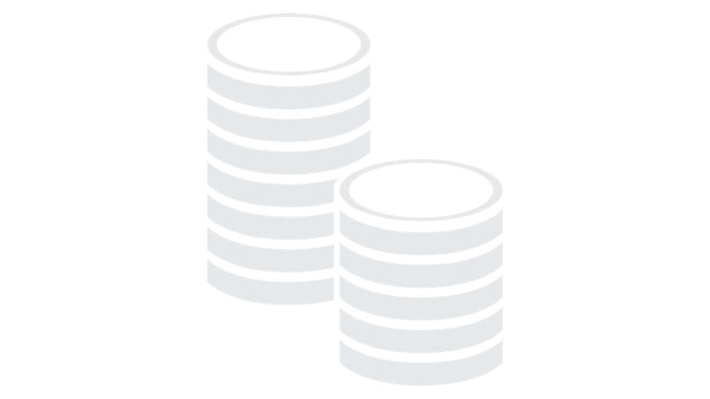 Grau-weiße Illustration von zwei Stapeln mit Geldmünzen.  Diese sollen den steuerlichen Vorteil darstellen.