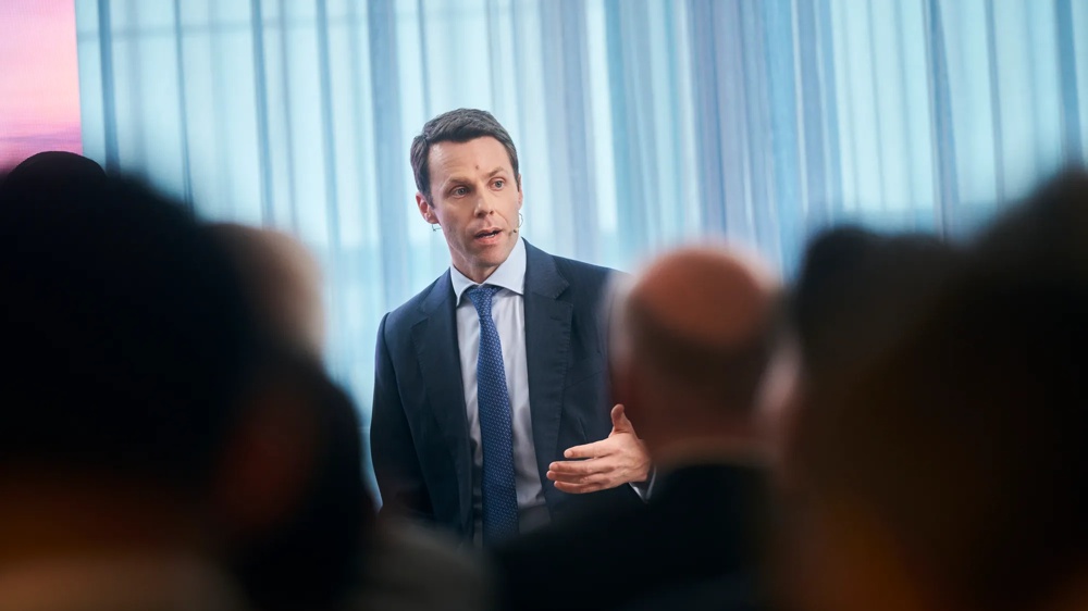 Referent spricht vor dem Publikum beim Private Markets Forum 2026 in Frankfurt am Main.