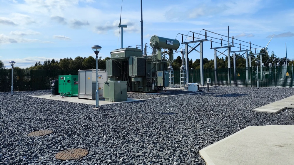 Elektrische Infrastruktur und Umspannanlage des Windparks Moanvane.