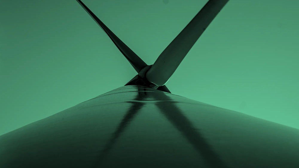 Close-up of a wind turbine in Shading style.
