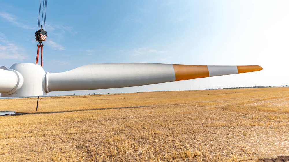 Wind turbine above ground during dismantling