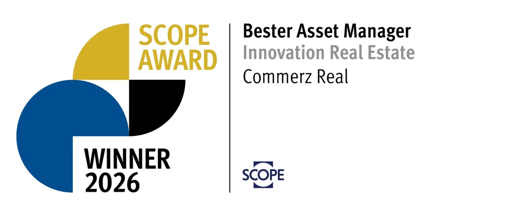 Logo des Scope Awards 2026, Gewinner Bester Asset Manager, ELTIF Infrastructure New Energy, Commerz Real.