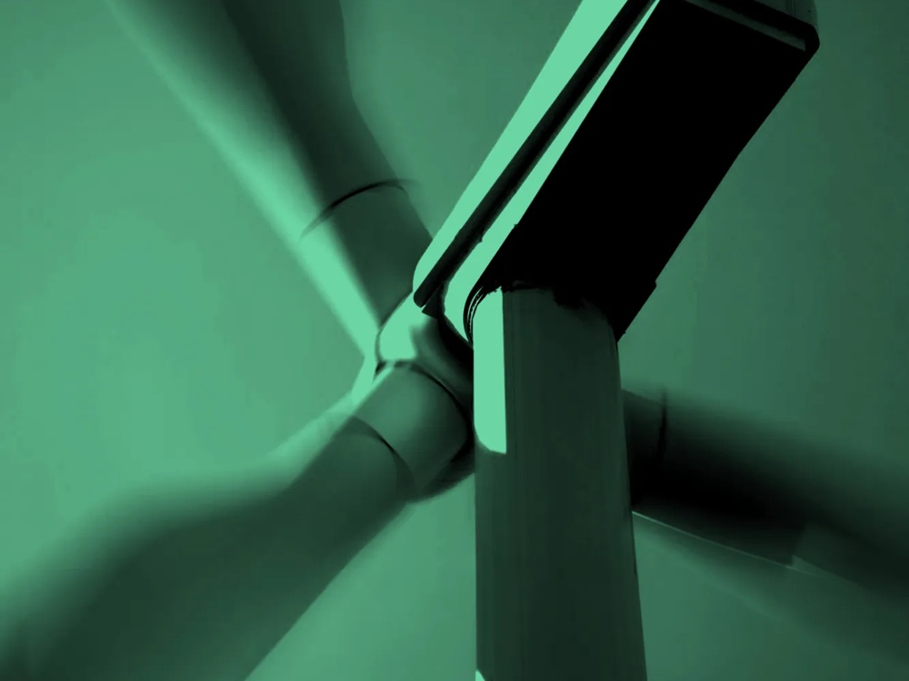 Close-up of a wind turbine in Shading style.