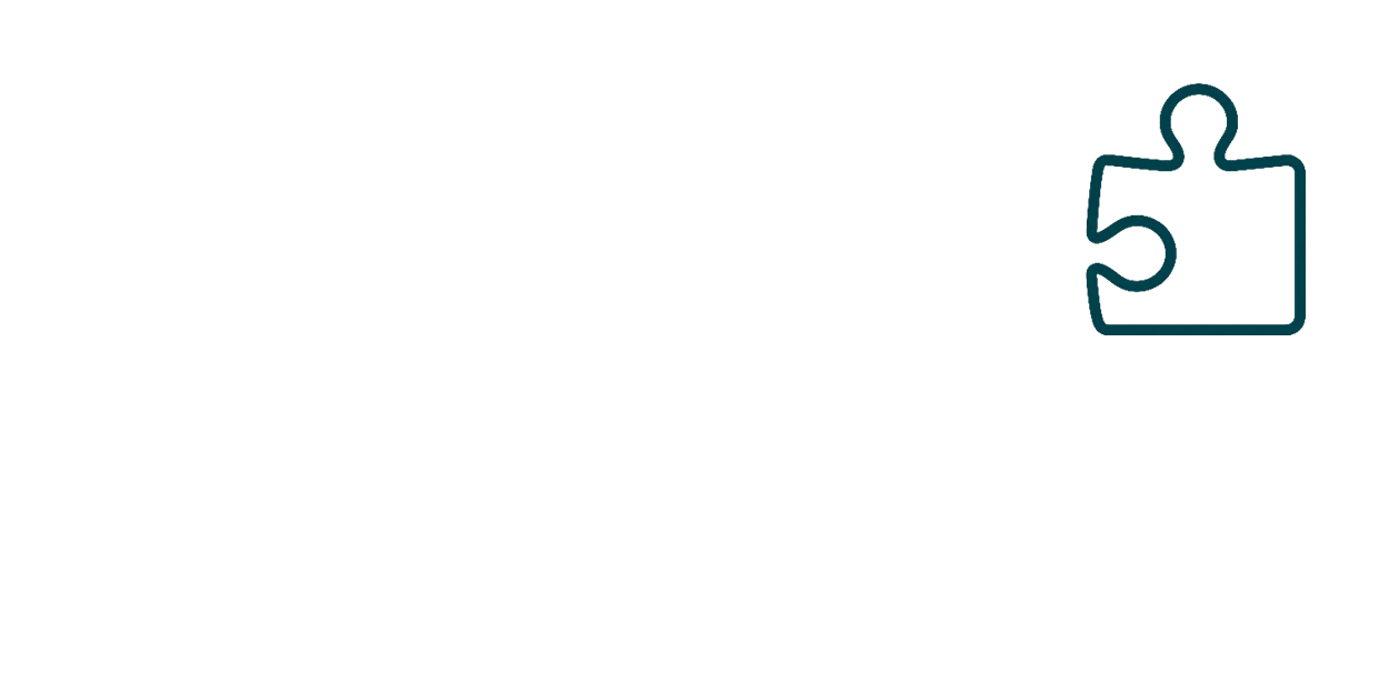 Ein blaues Puzzleteil-Symbol auf weißem Hintergrund.