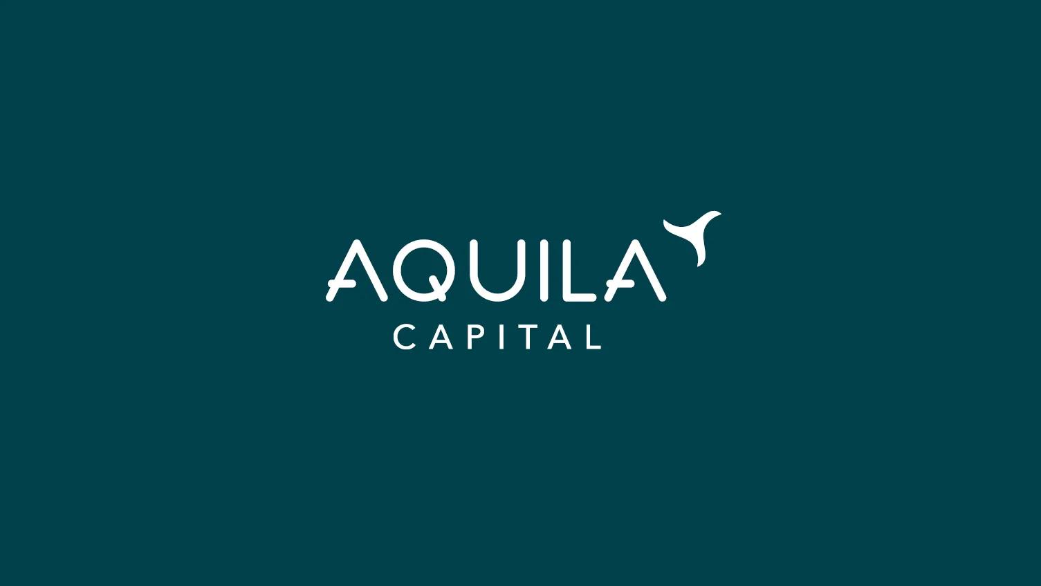Weißer Schriftzug "Aquila Capital" auf dunkelgrünem Hintergrund.